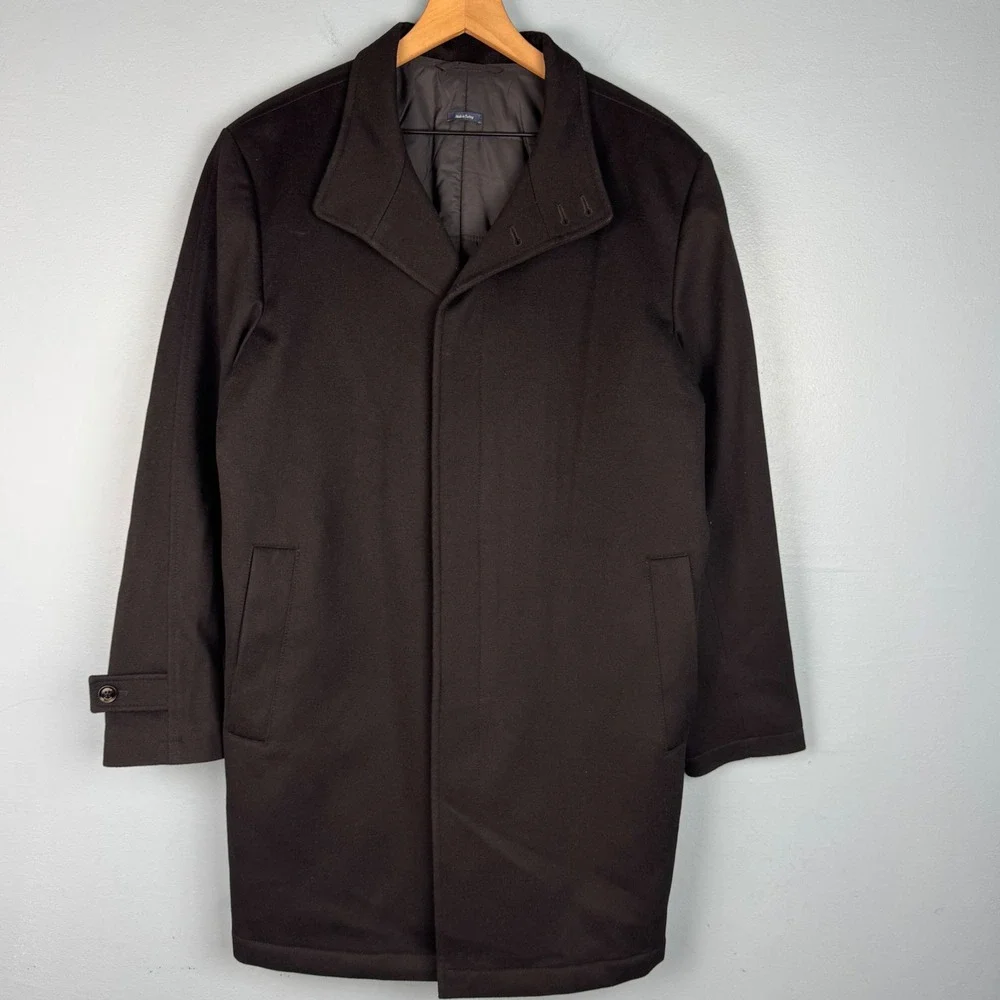 Peter Millar Loro Piana Storm System Coat Men's Medium‎ Black Wool Jacket FLAW